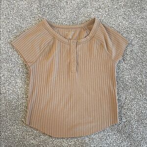 American Eagle Outfitters Brown Ribbed Short Sleeve Top
